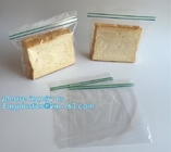 double transparent plastic zip lock bag for fresh food fruit vegetable bread sandwich packing, gallon, quart, fold top