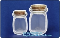 Matte Clear Bags Zip Lock Resealable Packing Grain Food Pouches, Reusable Sealing Food Pouches With Window For Storing C