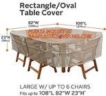 RECTANGLE, PVAL TABLE COVER, LARGE W/UP TO 6 CHAIRS FITS UP TO 108&quot;L 85&quot;W 23&quot;H, SEWING WATERPROOF PE TABLE CHAIR COVER B