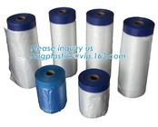 plastic drop cloth, PE drop cloth, plastic masking film, Taped clear HDPE plastic masking film drop film, House Painting